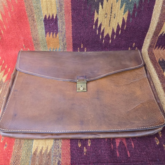 Vintage HARTMANN Belting Leather Envelope Document Case Portfolio Brass Lock/Key - Picture 4 of 13